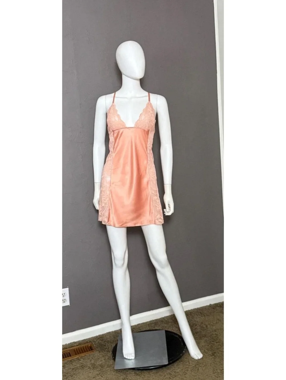 Y2K Peach Satin + Lace Hand Nightie from Victoria's Secret size XL